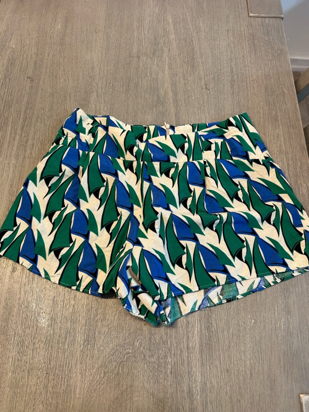 Zara Green & Blue Printed High Waist Women's Shorts